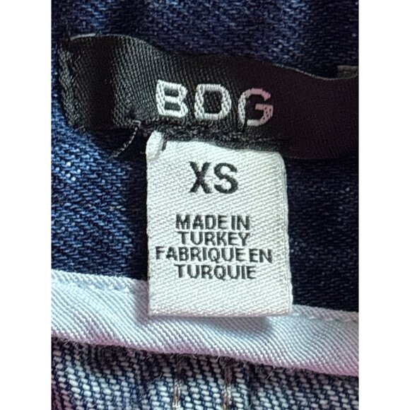 BDG Urban Outfitters Distressed Denim Micro Mini Skirt XS Cotton Ruffle - Picture 3 of 4